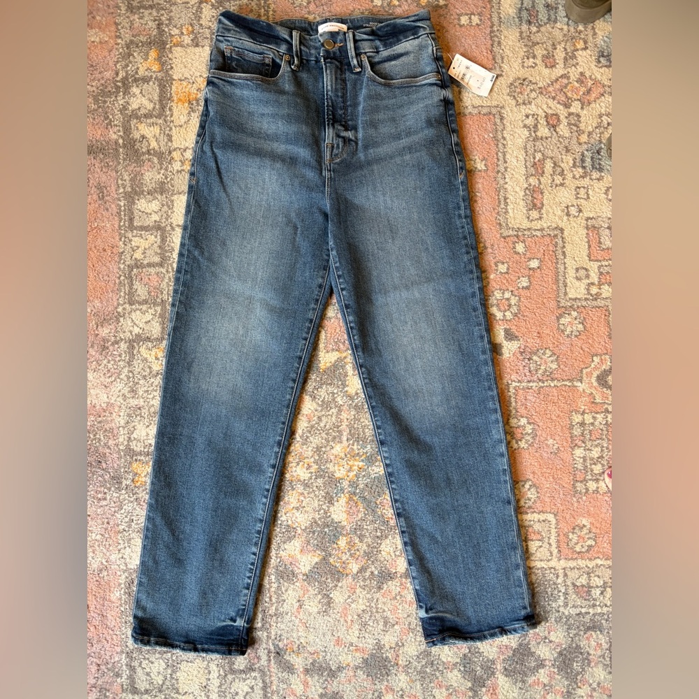 Good American Good Boy Straight Cropped Jeans